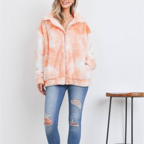 BOHO DOLLZ Teddy Sherpa Jacket peach - Picture 4 of 7
